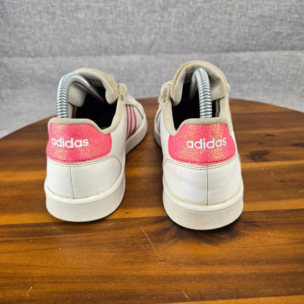 Adidas Grand Court White Pink Glitter Sneakers‎ EG5136 Womens 5.5 Low Top Shoes